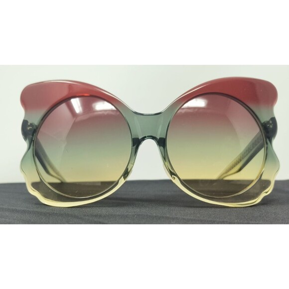 Linda Farrow x Matthew Williamson Oversized Butterfly Sunglasses Green Orange - Picture 1 of 11